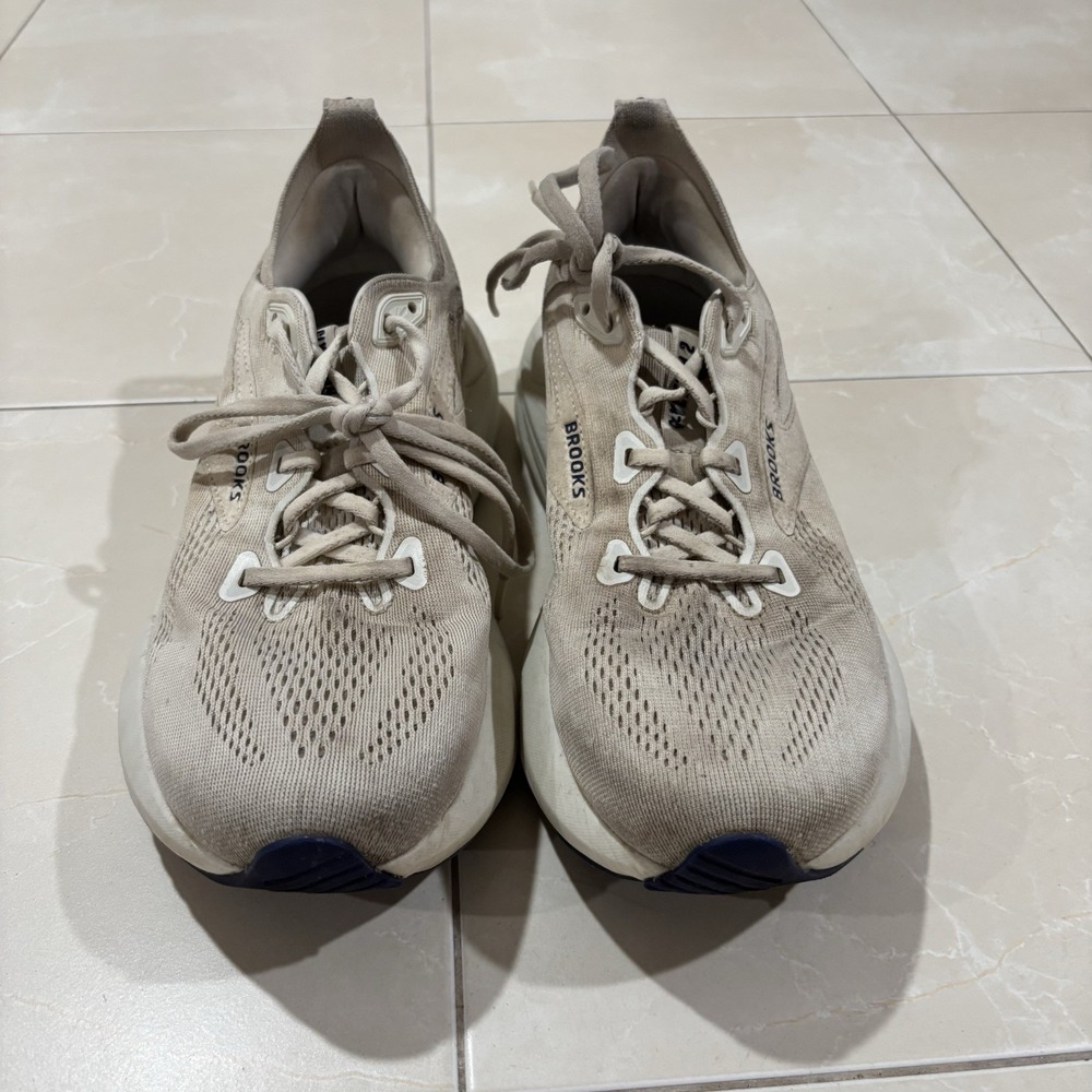 Brooks Glycerin 22 Men's 9 White Cream Tan Running Sneaker Shoes - Picture 5 of 15
